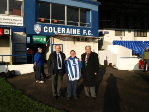 Supporter of the Year Robert received a signed Coleraine shirt