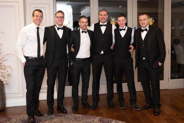 BUFC players Johnny Stevenson, Kevin Kew, Adam Herron, Ross Hayes, Scott Brashaw and Gareth Bingham